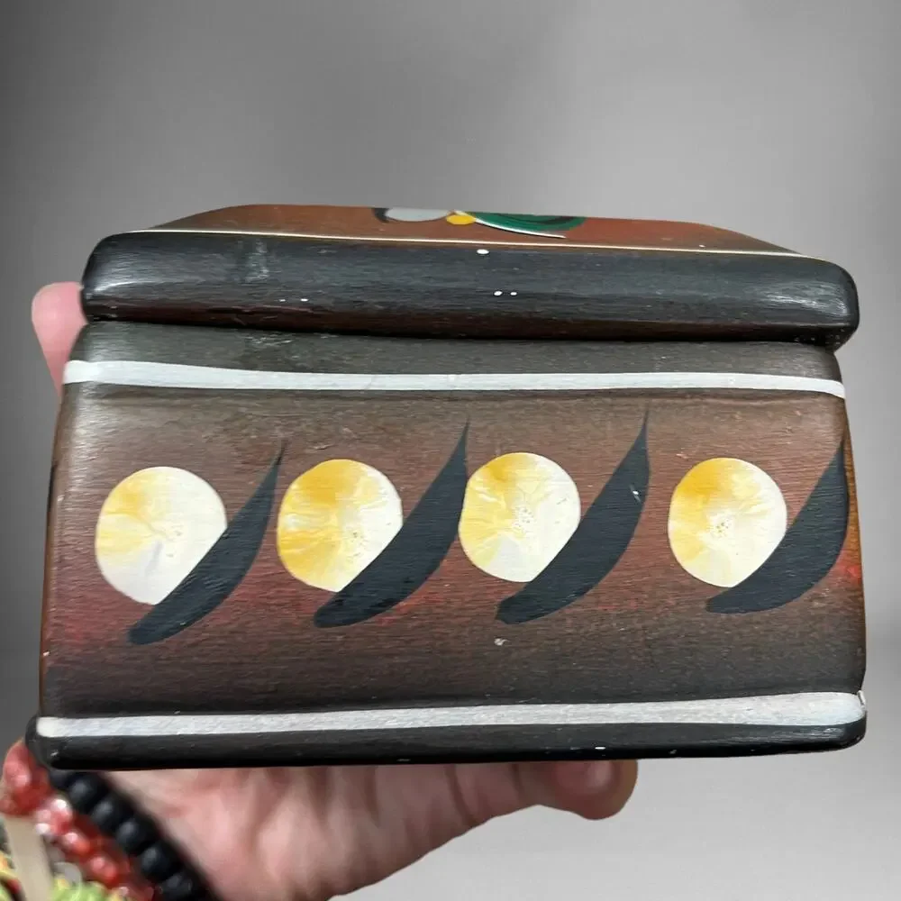 Handpainted Bird Scenery Clay Jewelry Trinket Box with Removable Cover LL-02